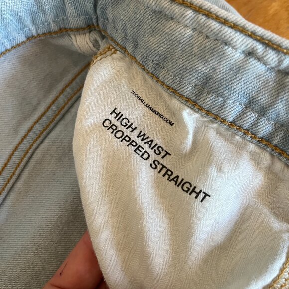 7 For All Mankind High Waist Cropped Straight Light Wash Jeans Size 30 - Picture 8 of 11